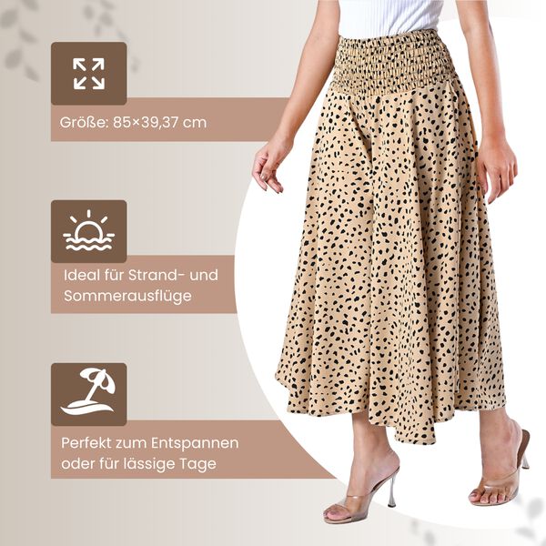 Weit geschnittene Freizeithose, Smockbund, 85x39cm, Beige und schwarz image number 4