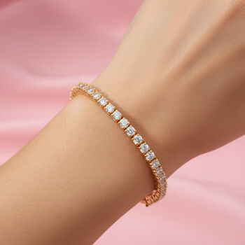 LUXURIANT SGL zertifiziertes SI-GH Labor Diamant 19cm Armband, 925 Silber 750 Gelbgold Vermeil - 4 ct.