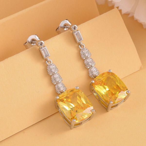 Gelbe Zirkonia Ohrringe, Edelstahl ca. 18,47 ct image number 2