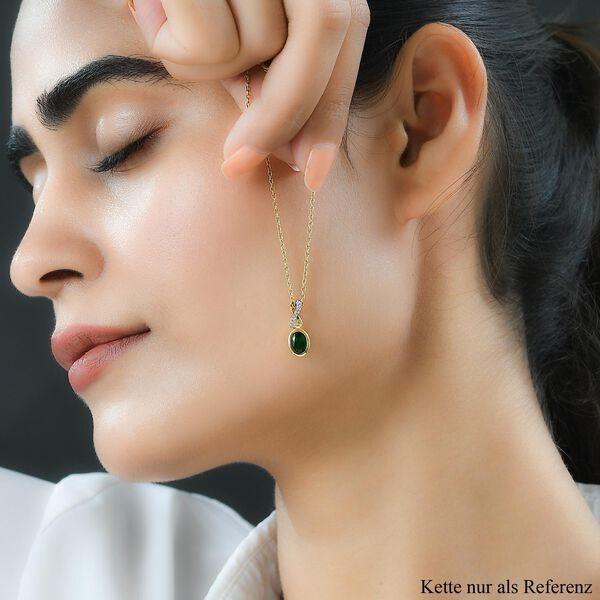 Nat&uuml;rlicher Chromdiopsid und wei&szlig;er Zirkon-Anh&auml;nger, 925 Silber vergoldet ca. 0.86 ct image number 2