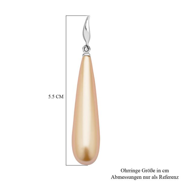 Goldene Muschelkernperle Ohrringe, 925 Silber, rhodiniert image number 5