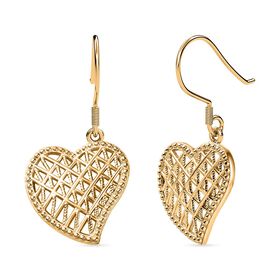 Herz Ohrringe, 925 Silber in Gelbgold Vermeil