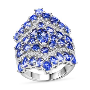 Tansanit Ring 925 Silber rhodiniert (Gr&ouml;&szlig;e 17.00) ca. 6,16 ct