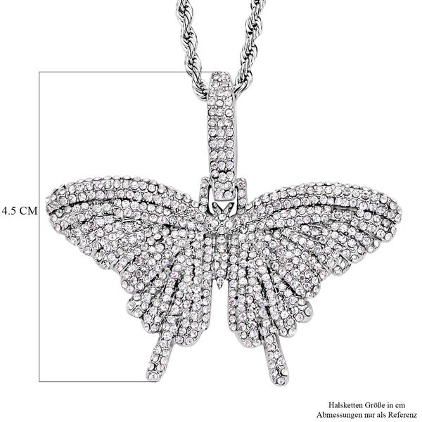 Wei&szlig;er Kristall-Schmetterlings-Anh&auml;nger mit Kette - 10 ct. image number 6