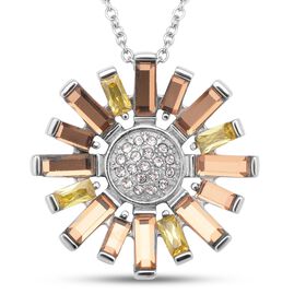 Gelber, weißer und champagnerfarbener Kristall-Anhänger mit Kette - 10 ct.