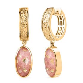 D’joy Blattgold-Quarz Ohrringe 925 Silber 750 Gelbgold Vermeil ca. 8.58 ct