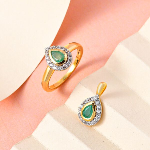 2er-Set - Kagem sambischer Smaragd-Ring und Anhänger - 1,35 ct. image number 2