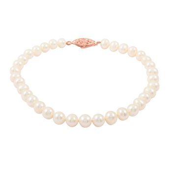 S&uuml;&szlig;wasser Perle (4.5 mm) Armband ca. 18 cm Nickelfreies Messing ros&eacute;vergoldet