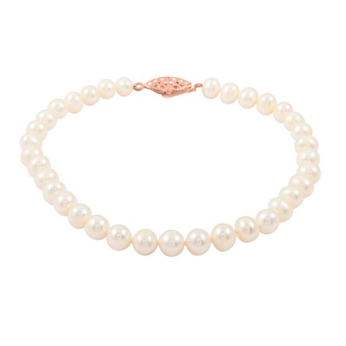 Süßwasser Perle Armband ca. 18 cm Messing rosévergoldet image number 0