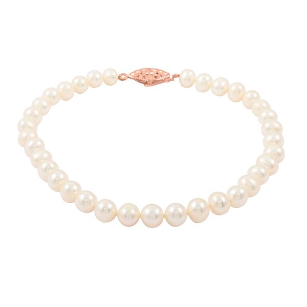 S&uuml;&szlig;wasser Perle (4.5 mm) Armband ca. 18 cm Nickelfreies Messing ros&eacute;vergoldet