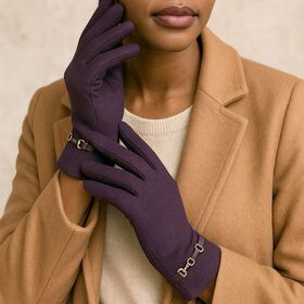 Kaschmir-Handschuhe mit Touchscreen-Funktion, Karomuster, Onesize, Violett