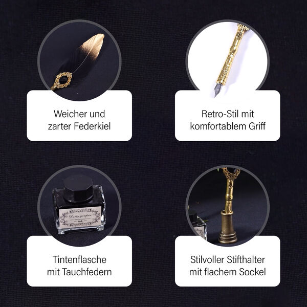 Vintage Kalligraphie-Schreibstift mit Tinte und Geschenkbox image number 4