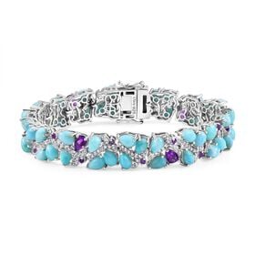 D'Joy Larimar, afrikanisches Amethyst und Zirkon Armband, 19cm - 28,54 ct.