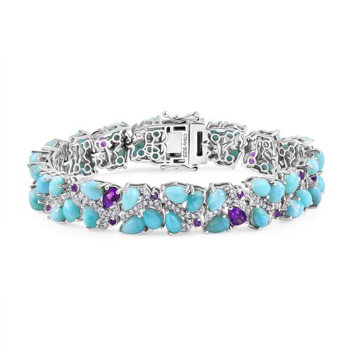 D'Joy Larimar, Afrikanischer Amethyst Armband ca. 19 cm 925 Silber rhodiniert ca. 28,54 ct. image number 0
