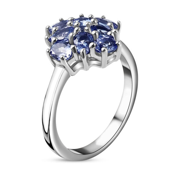 AA Tansanit Cluster Ring 925 Silber Platin-Überzug image number 4