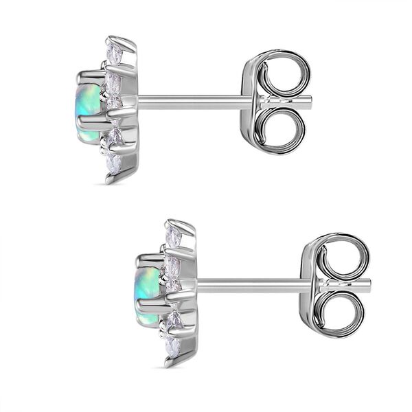 Natürliche, äthiopische Welo Opal und Zirkon-Ohrstecker - 1 ct. image number 7