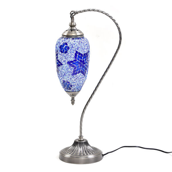 Handgefertigte orientalische Mosaikglas Tischlampe - Wassertropfen Form, Größe 15x55 cm, Blau image number 2