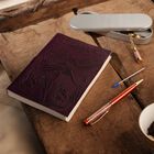 3er Set - Notizbuch mit Einband aus 100% echtem Leder, Kugelschreiber und Schlüsselanhänger gefüllt mit echtem Pfirsich Opal image number 1