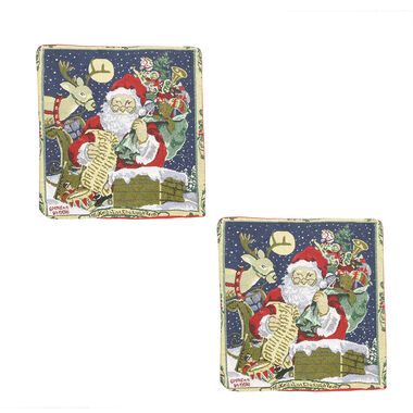2er-Set Jacquard gewebte Kissenbezüge, Weihnachtsmann, Größe 45,7x45,7 cm 