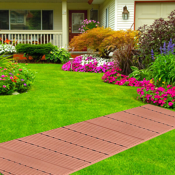 11er-Set - Terrassenfliesen aus WPC mit Falzung, Braun image number 3