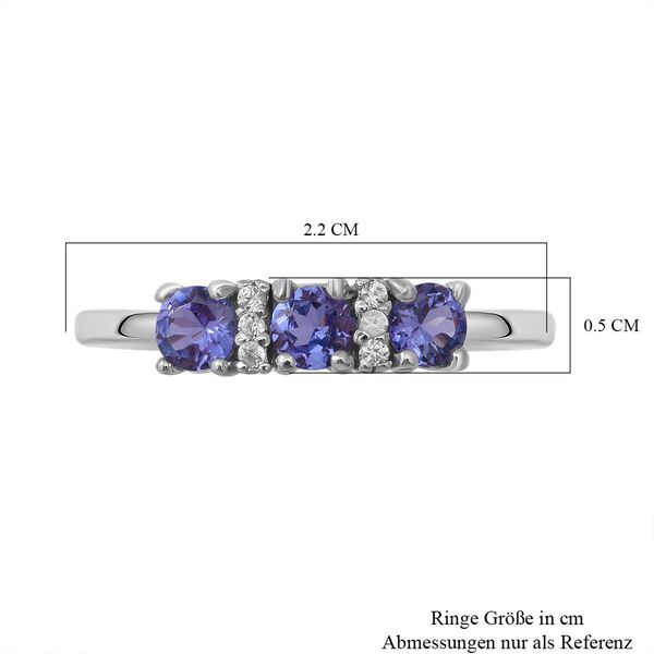 Tansanit und weißer Zirkon-Ring, 925 Silber platiniert  ca. 0,86 ct image number 5