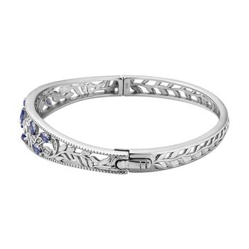 Tansanit Zirkonia und wei&szlig;er Zirkonia-Armreif, 19 cm