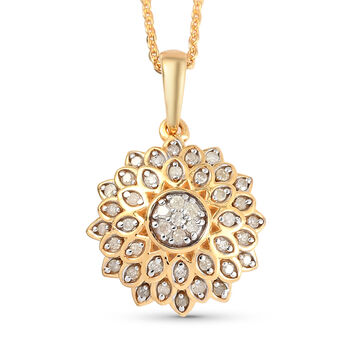 Diamant Anh&auml;nger mit Kette 50 cm 925 Silber Gelbgold Vermeil ca. 0,25 ct
