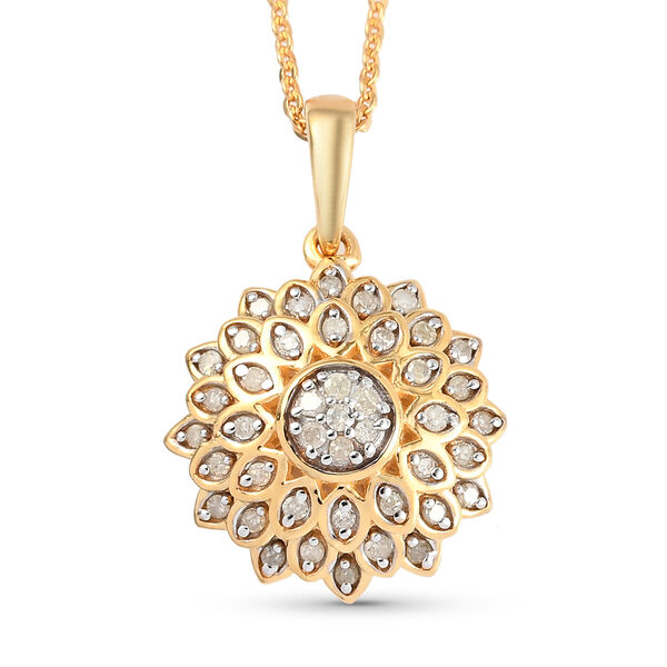 Diamant Anh&auml;nger mit Kette 50 cm 925 Silber Gelbgold Vermeil ca. 0,25 ct
