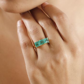 Smaragd Triplett Quarz Ring - 3,72 ct.