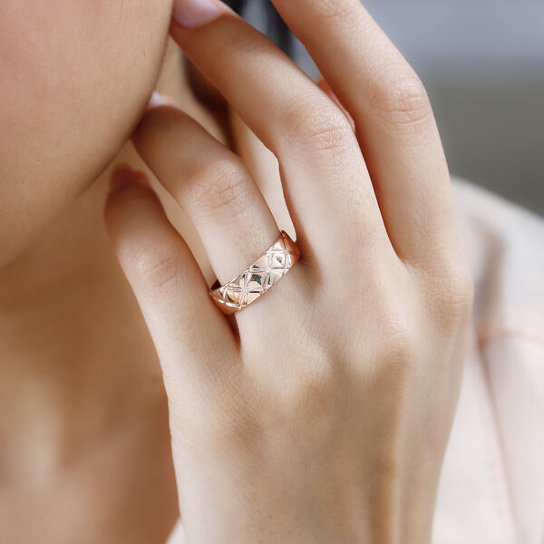 Diamant Ring mit Diamantschliff-Muster, 925 Silber mit Roségold Vermeil image number 2