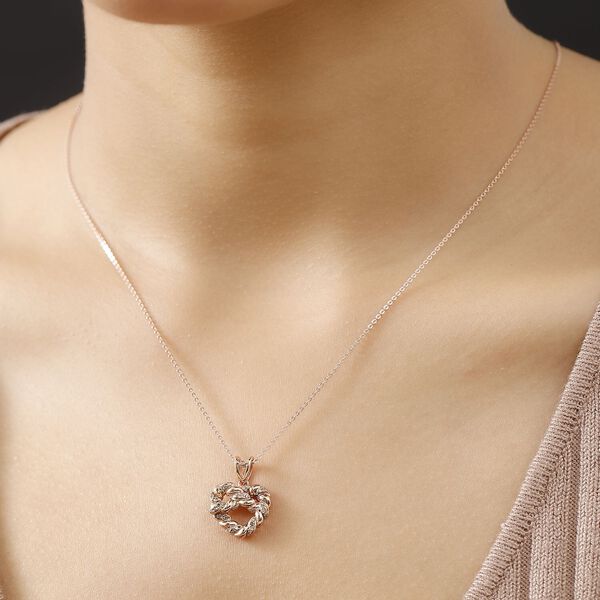 GP Amore Kollektion - Nat&uuml;rlicher Champagner Diamant und Kanchanaburi blauer Saphir Anh&auml;nger mit 50cm Kette, 925 Silber 750 Ros&eacute;gold Vermeil - 0,15 ct. image number 2