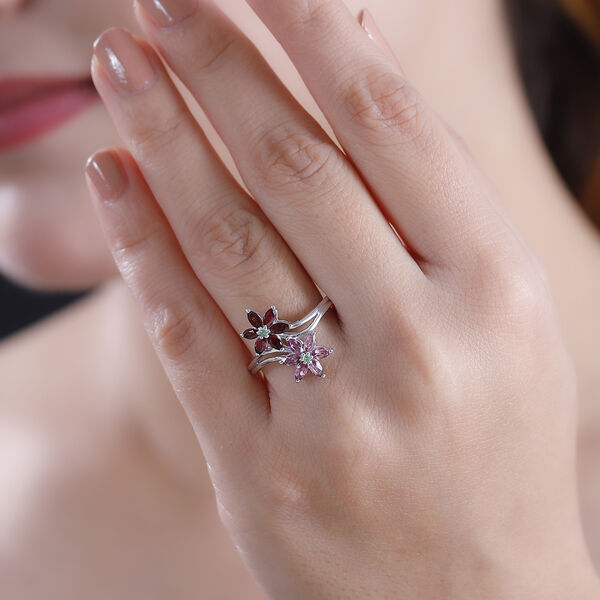 Roter, Lotus und Tsavorite Granat-Ring - 1,27 ct. image number 3