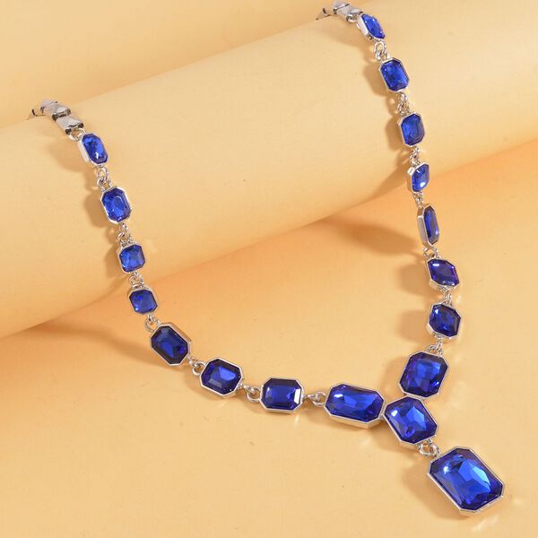 Blauer Kristall Halskette, ca. 50 cm image number 1