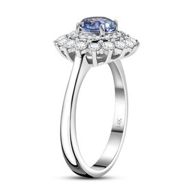 LUXORO zertifiziert und geprüft AAA Blauer Saphir und Diamant Ring in 585 Weißgold - 1,46 ct.