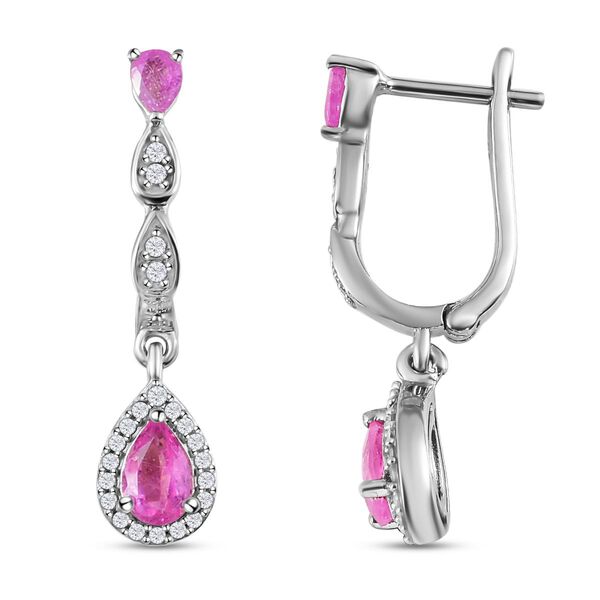 Ilakaka rosa Saphir (Fissure gef&uuml;llt)-Ohrringe, 925 Silber platiniert ca. 1.96 ct image number 4