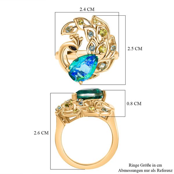 Pfau Quarz Triplett, Paraiba Apatit und Peridot Ring - 3,83 ct. image number 7