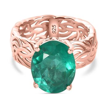 Smaragd-Quarz Triplette Ring 925 Silber 750 Ros&eacute;gold Vermeil (Gr&ouml;&szlig;e 16.00) ca. 5.25 ct