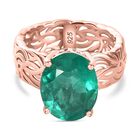 Smaragd-Quarz Triplette Ring 925 Silber 750 Roségold Vermeil (Größe 16.00) ca. 5.25 ct