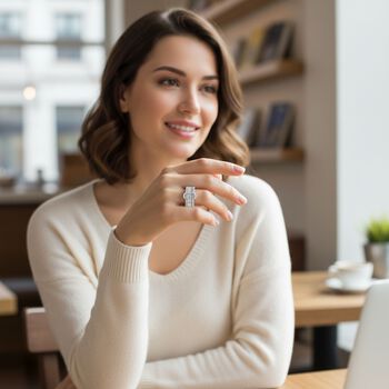 Lustro Stella Wei&szlig;er Zirkonia Schnalle Ring 925 Silber rhodiniert (Gr&ouml;&szlig;e 19.00)