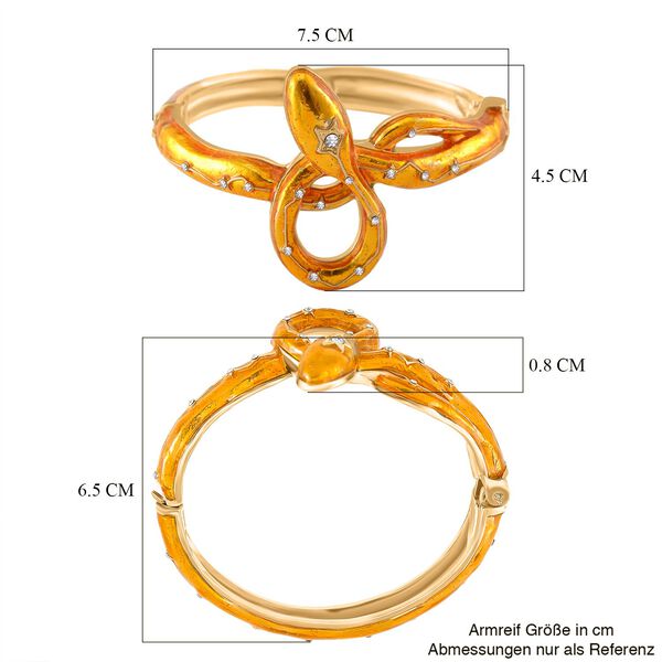 Gelbgold emaillierter weißer Kristall-Armreif, 18cm image number 5