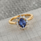 Tansanit und Zirkon Halo Ring 925 Silber Gelbgold Vermeil image number 1