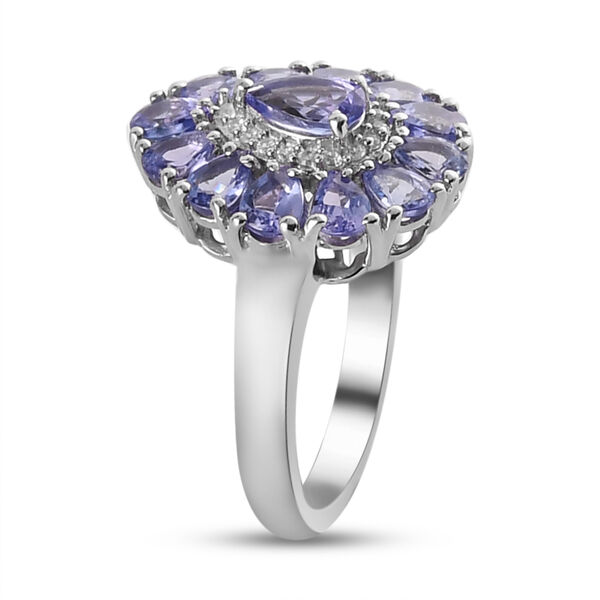 Tansanit und wei&szlig;er Zirkon-Ring, 925 Silber platiniert  ca. 2,22 ct image number 5