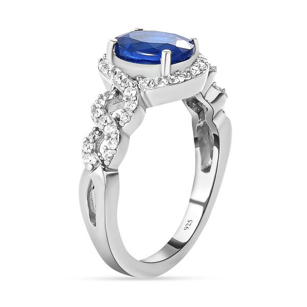 AAA tansanischer, blauer Spinell und wei&szlig;er Zirkon-Ring, 925 Silber platiniert  ca. 1,91 ct image number 5