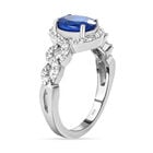 AAA tansanischer, blauer Spinell und weißer Zirkon-Ring, 925 Silber platiniert  ca. 1,91 ct image number 4