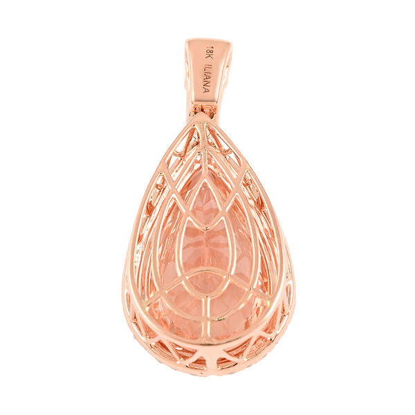 ILIANA AAA Morganit und wei&szlig;er Diamant-Anh&auml;nger SI G-H, zertifiziert und gepr&uuml;ft, 750 Ros&eacute;gold ca. 10.40 ct image number 3