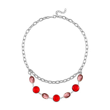 Rote Kristall Glieder-Halskette, 52 cm