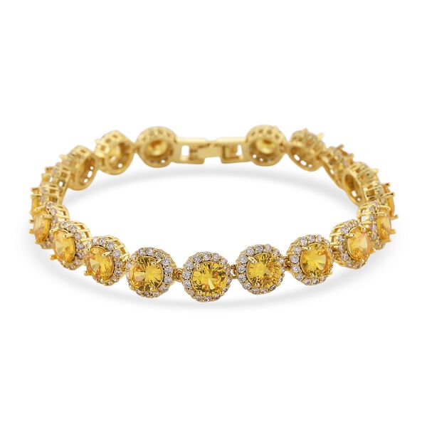 Goldgelbes und wei&szlig;es Zirkonia 19cm Armband