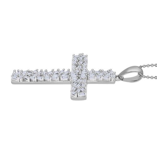 LUXURIANT SI-GH Labor Diamant Kreuz Anhänger mit 50cm Kette, 925 Silber rhodiniert - 0,33 ct. image number 4