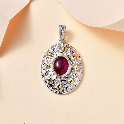 AA Afrikanischer Rubin (Fissure gefüllt) Anhänger 925 Silber rhodiniert ca. 2,20 ct. image number 1