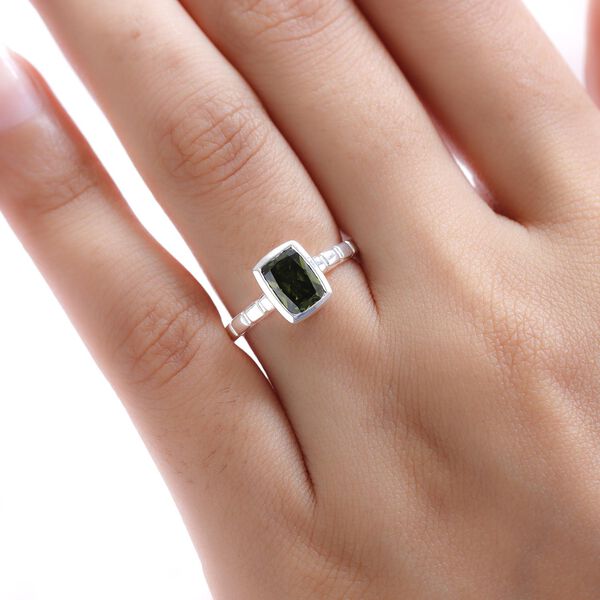 Peridot farbener Zirkonia-Solit&auml;r-Ring in 925 Silber, 2,12 ct image number 3
